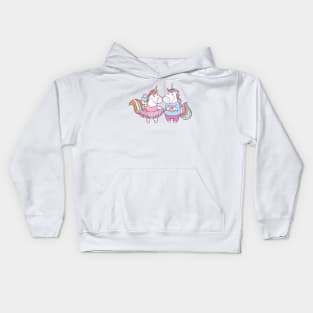 Unicorns in Love with Donut and Ice cream Kids Hoodie